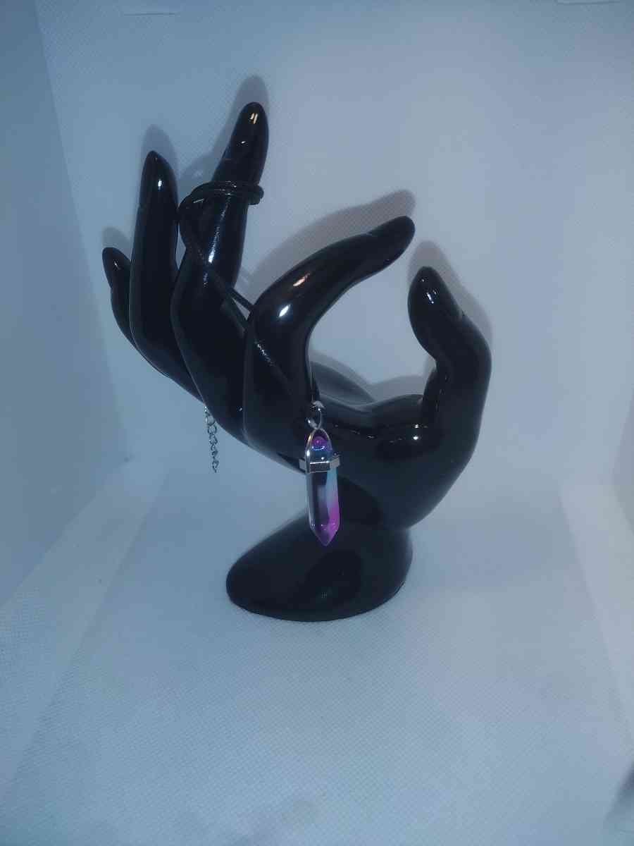 Pink Blue Glass Pendant Necklace