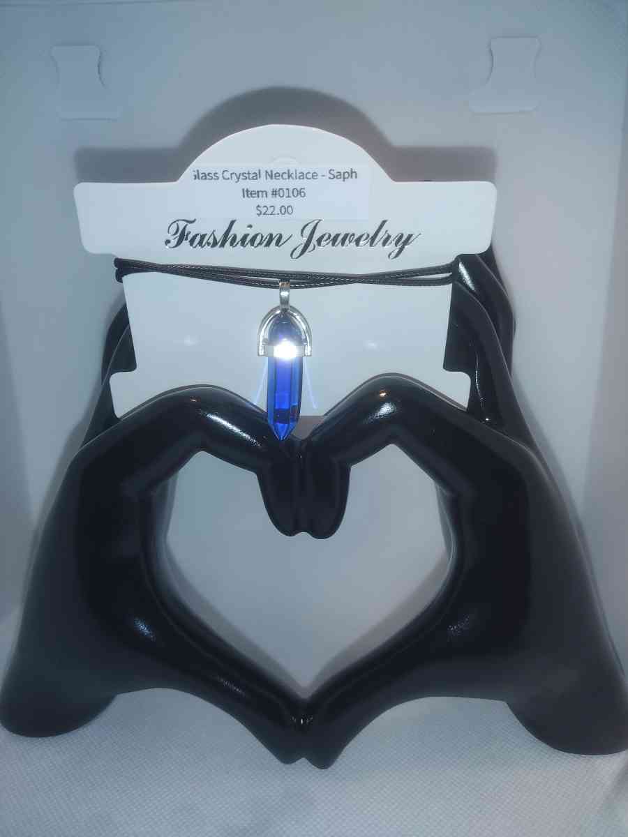 Sapphire Blue Glass Pendant Necklace