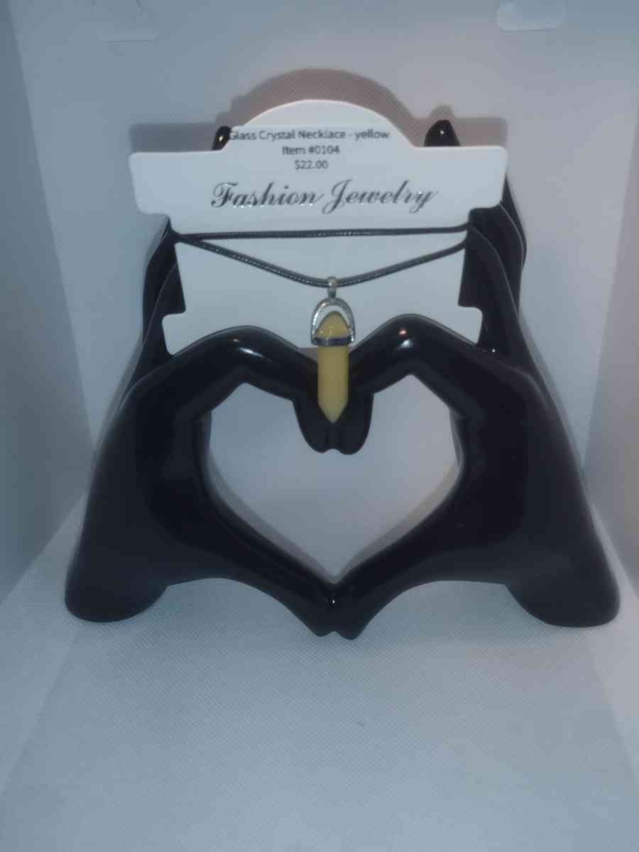 Yellow Topaz Glass Pendant Necklace