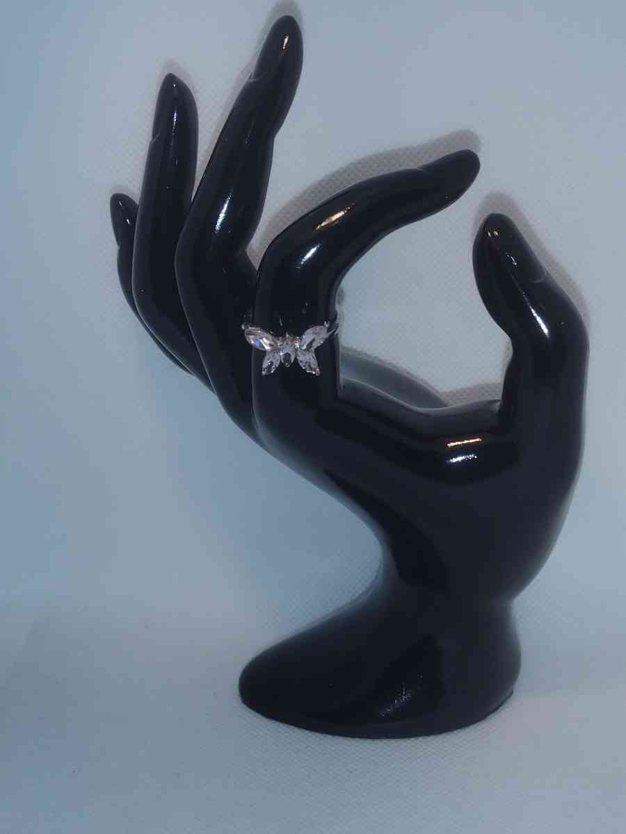 Silver Pink Butterfly Ring