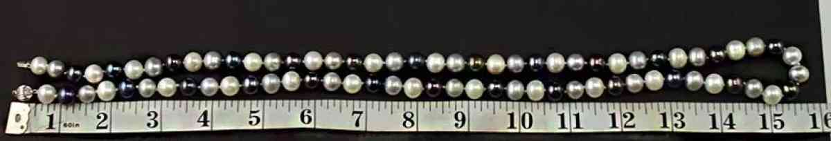 Pearl Necklace black white and gray pearls