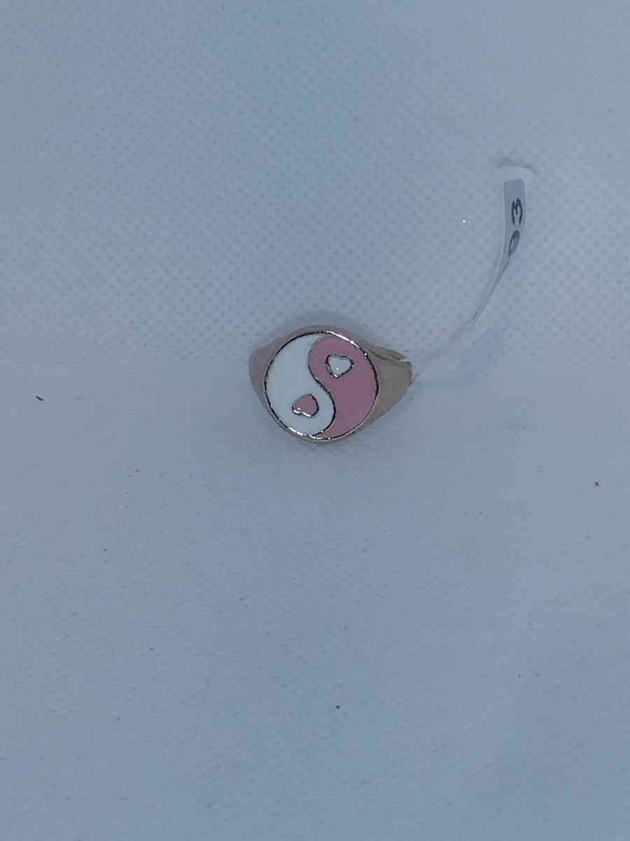 Pink White Yinyang Heart Ring