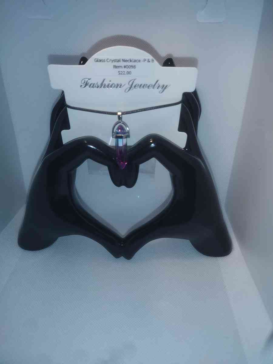 Pink Blue Glass Pendant Necklace