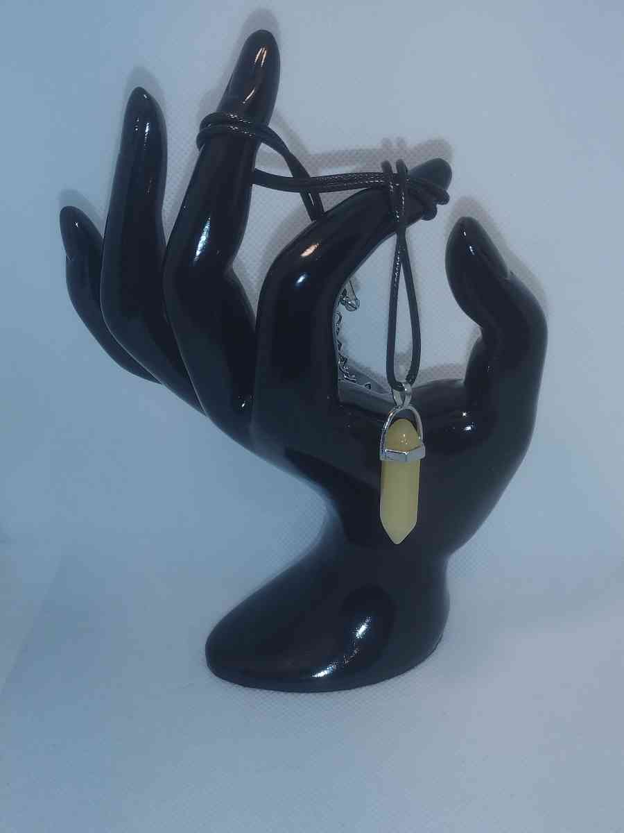 Yellow Topaz Glass Pendant Necklace