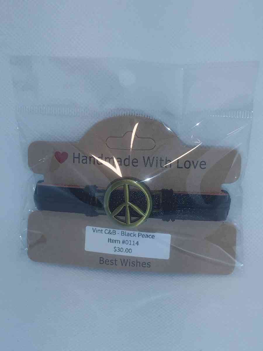 Black Peace Leather Bracelet VCB