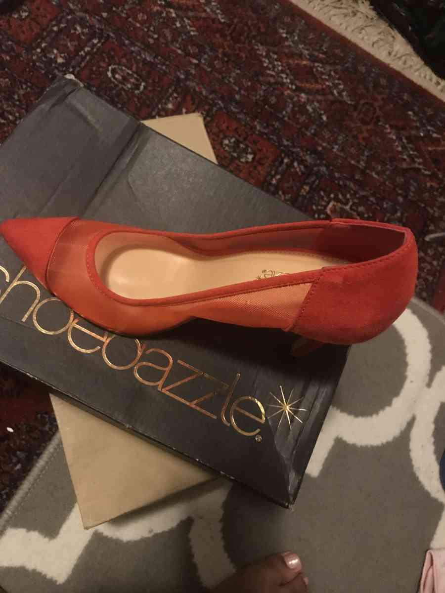 red shoe dazzle breathable heel