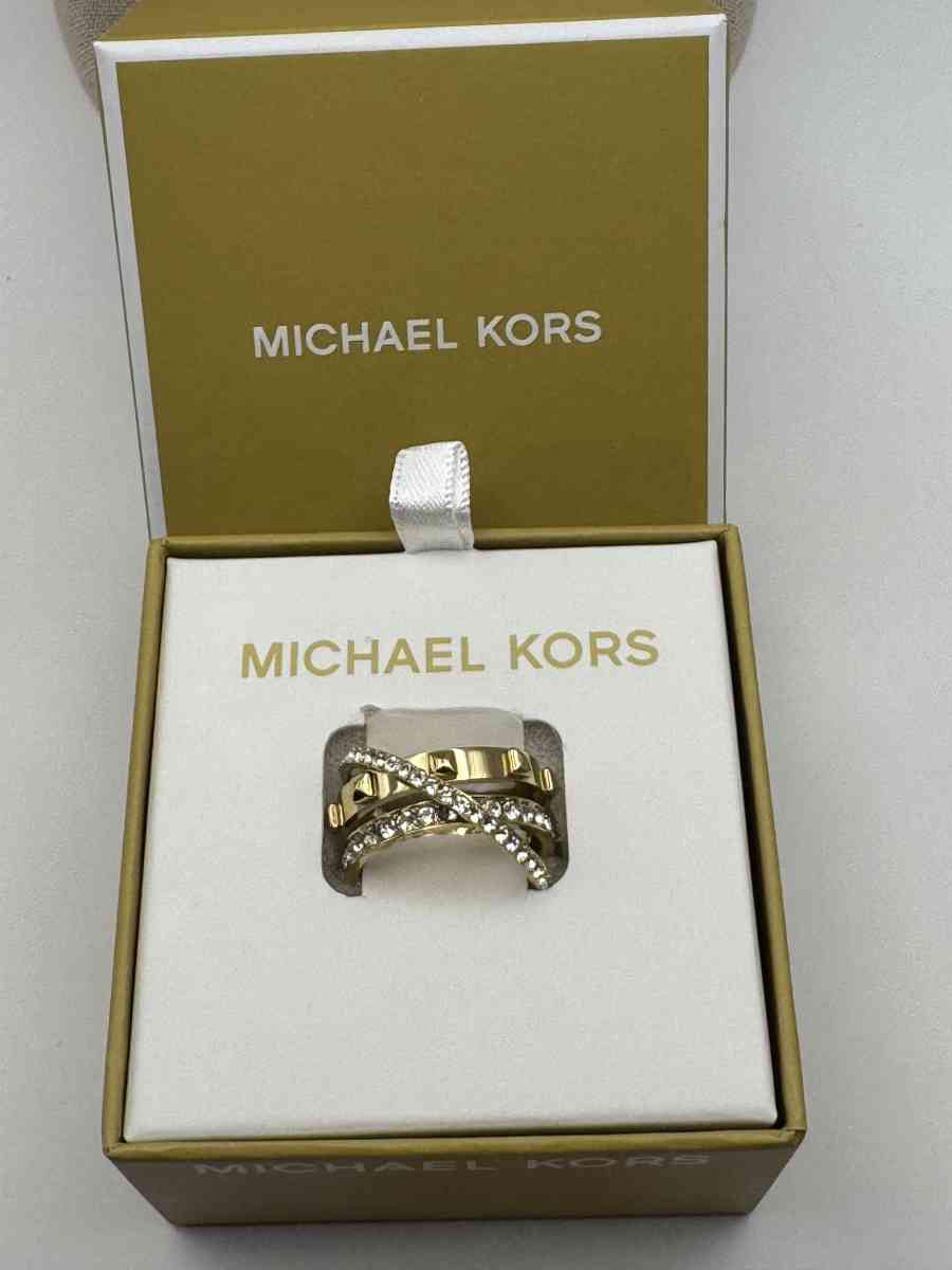1044HCRA Michael Kors Goldtone Triple Ring Crystals Astro Ri