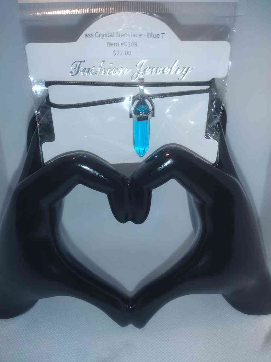 Blue Topaz Glass Pendant Necklace