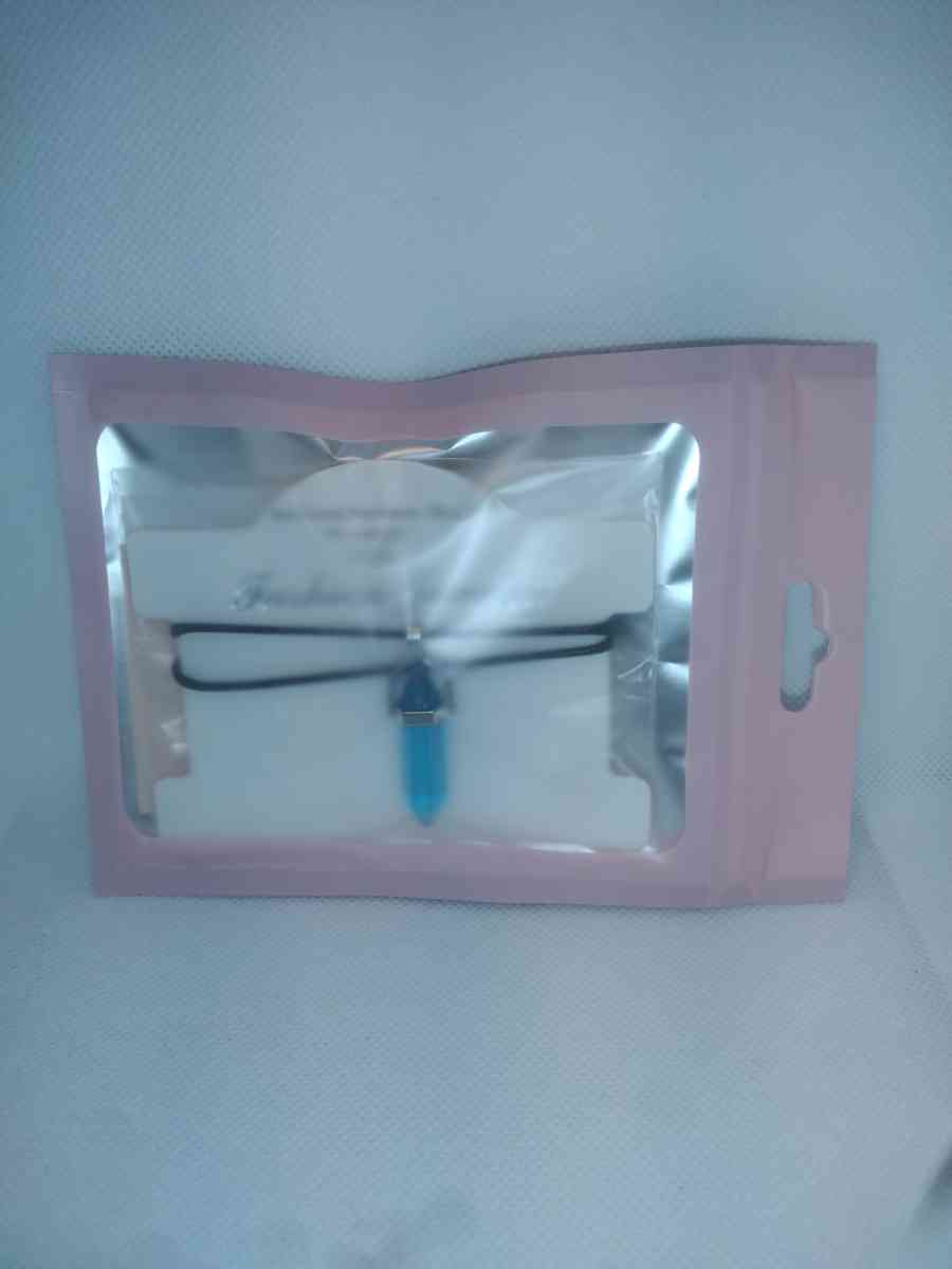 Blue Topaz Glass Pendant Necklace