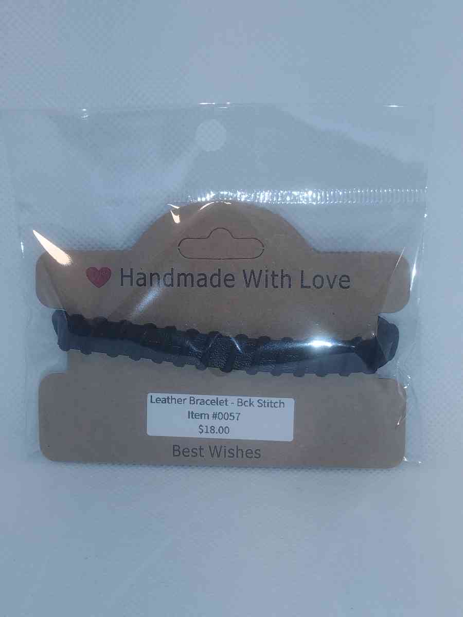 Faux Leather Bracelet back stitch black