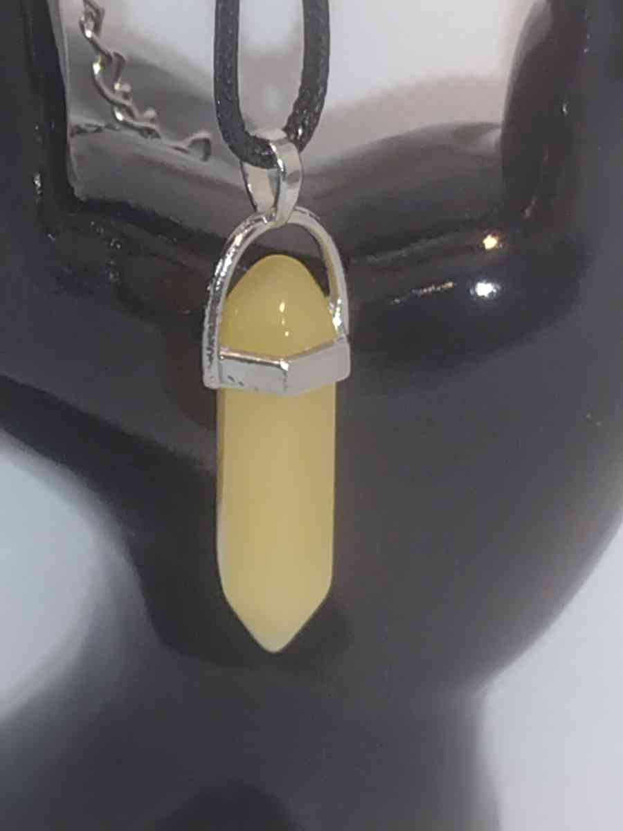 Yellow Topaz Glass Pendant Necklace