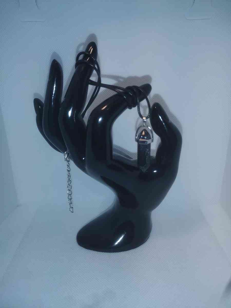 Black Marbled Glass Pendant Necklace