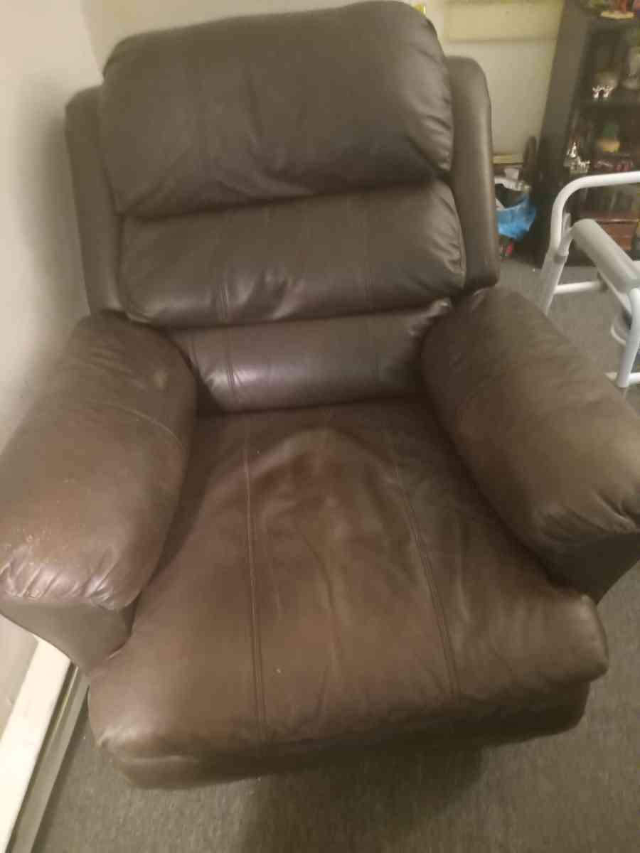 Brown leather recliner