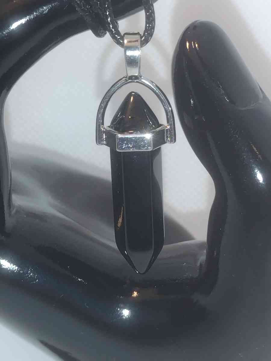 Onyx Glass Pendant Necklace