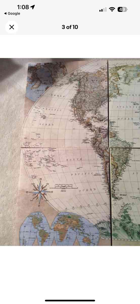 vintage world map art