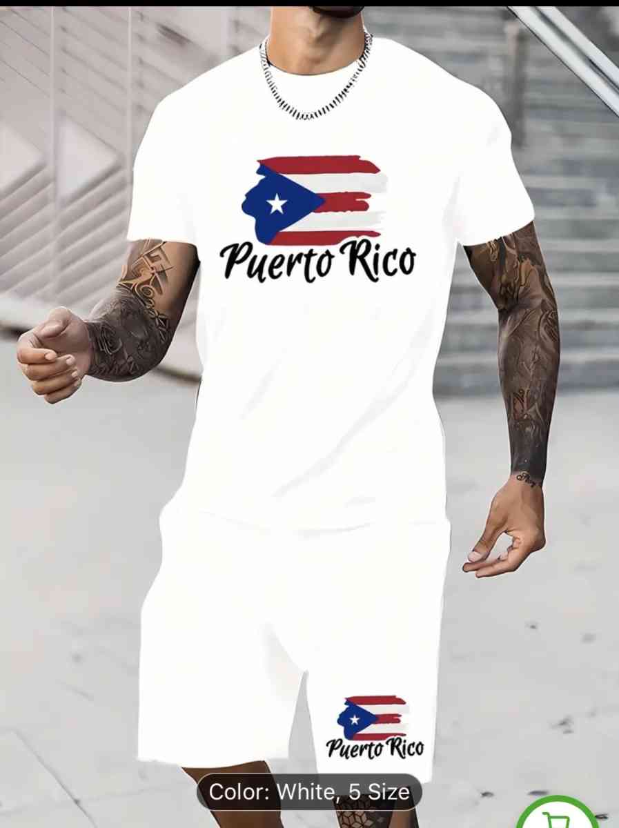 Puerto Rico Print Comfy Casual Wear Set  Soft Breathable Sho