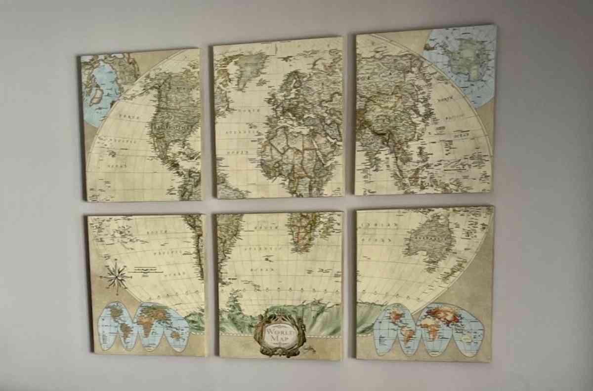 vintage world map art