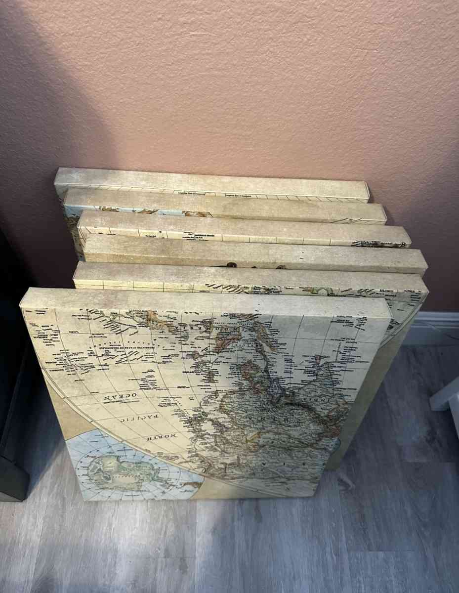 vintage world map art