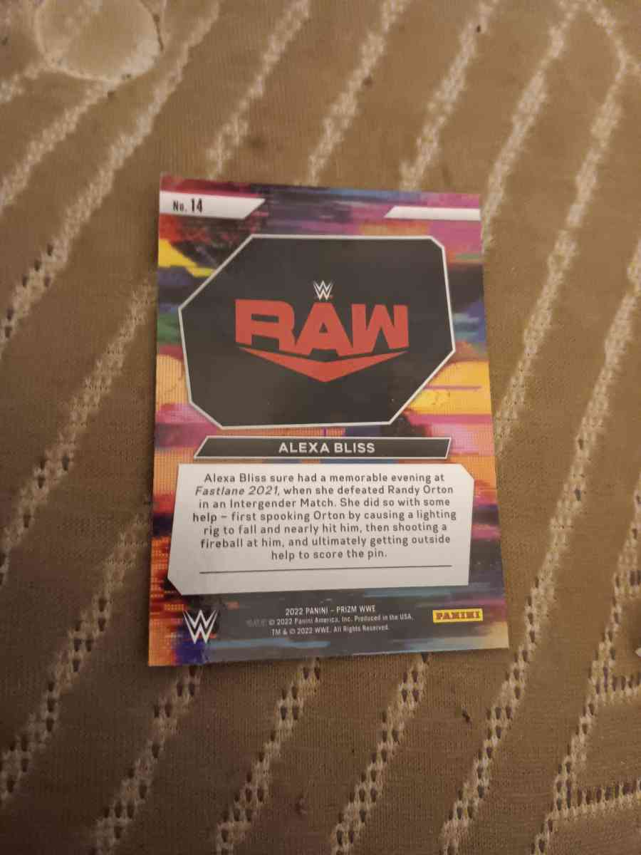 rare 2022 limited edition prism wwe raw alexa bliss card