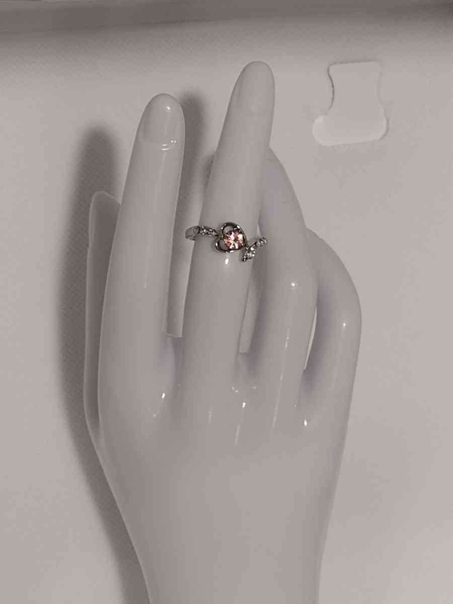 Pink Heart Silvery Ring