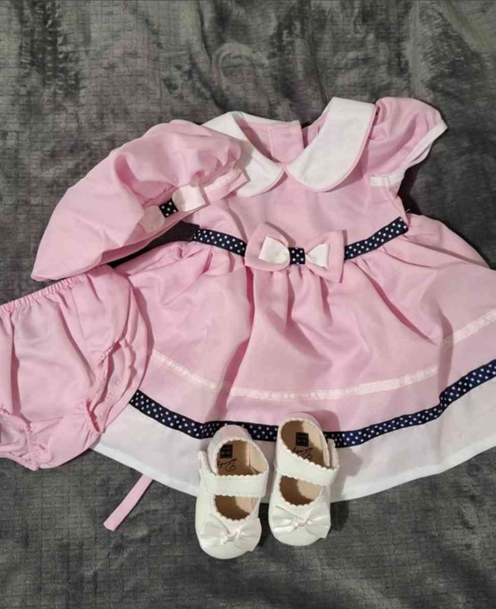 12 Months Baby Girls Pink and White Outfit