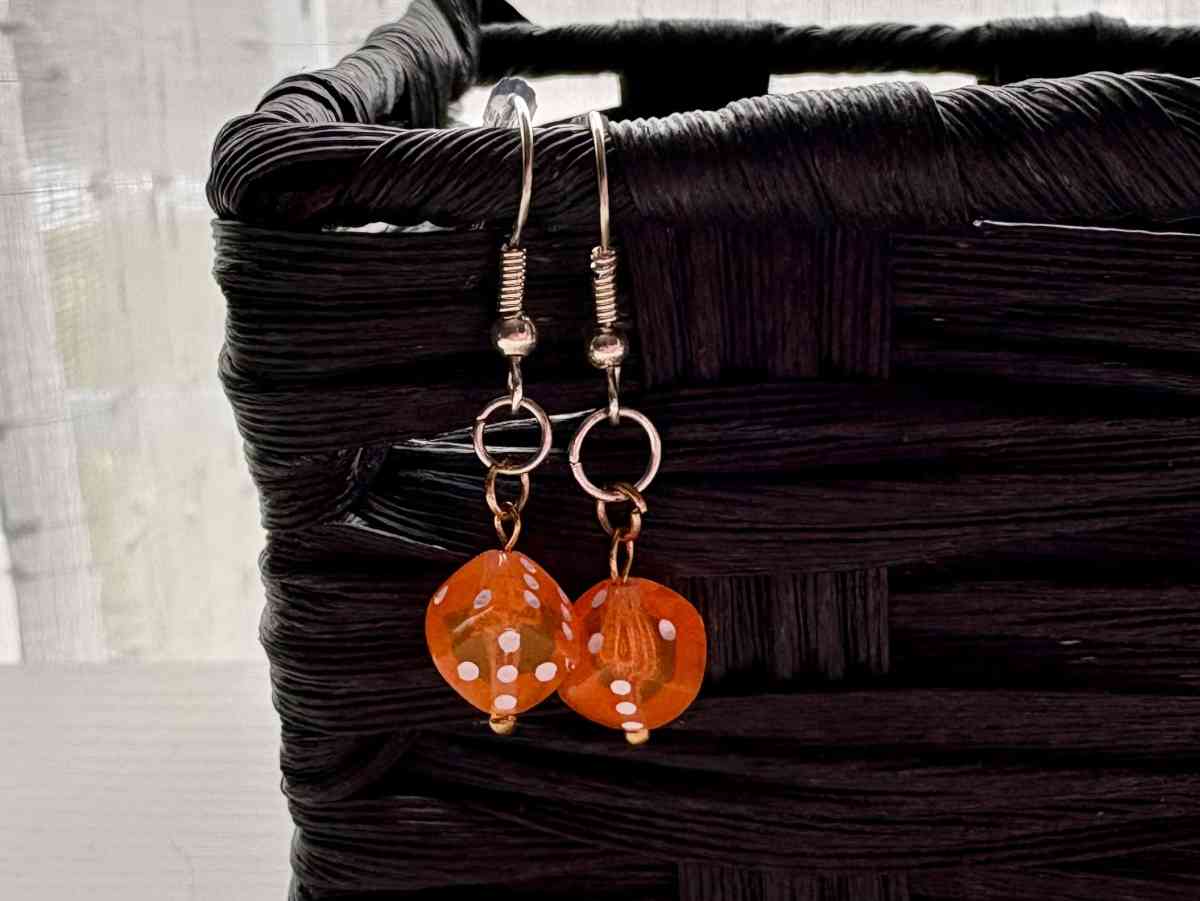 Orange Dice Earrings