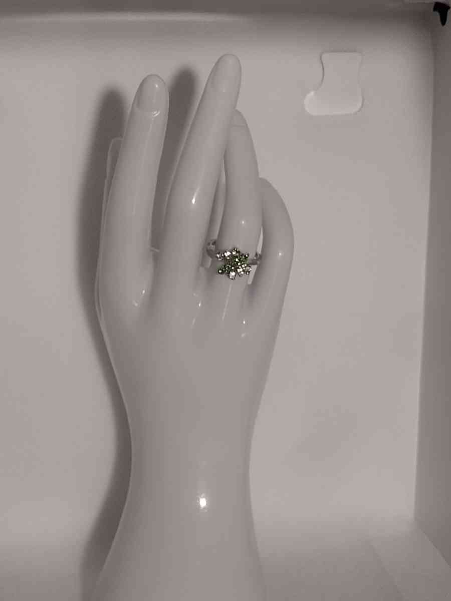 Green Dragonfly Silvery Ring