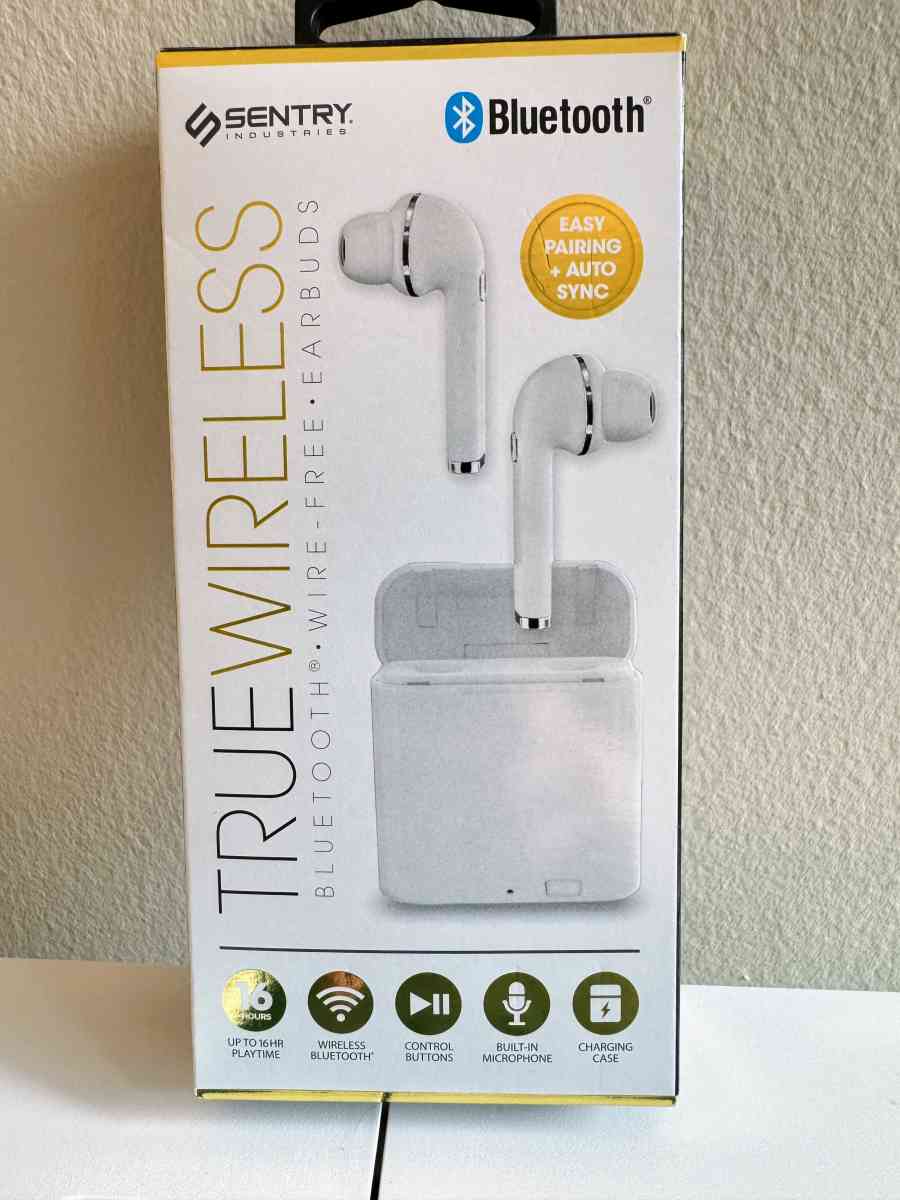 BRAND NEW Sentry Bluetooth Earbuds and Charging Cable