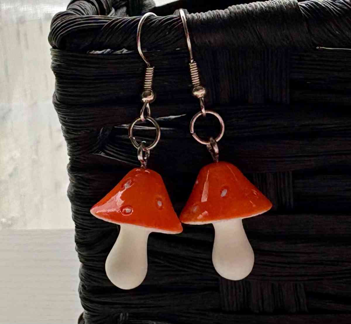 Orange Mushroom Earrings