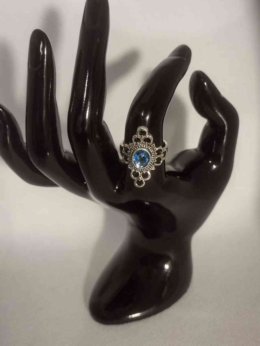 Blue Bohemian Style Silver Ring