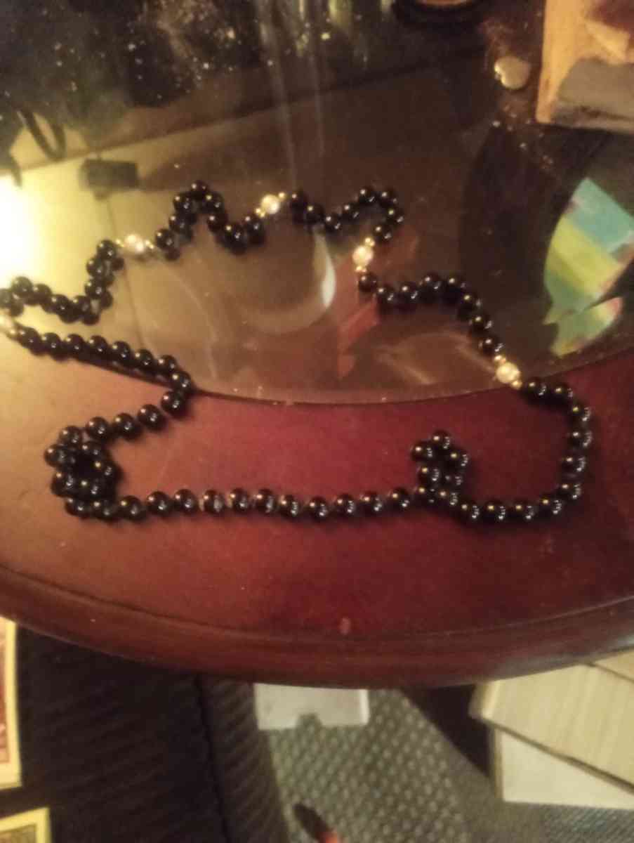 necklace black onyx 14 kgt gold