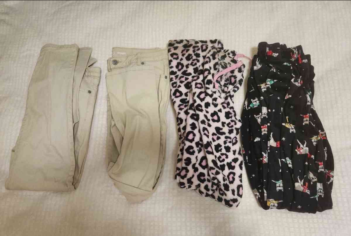 14 Plus and Size Small Girls Pants 4 Pack