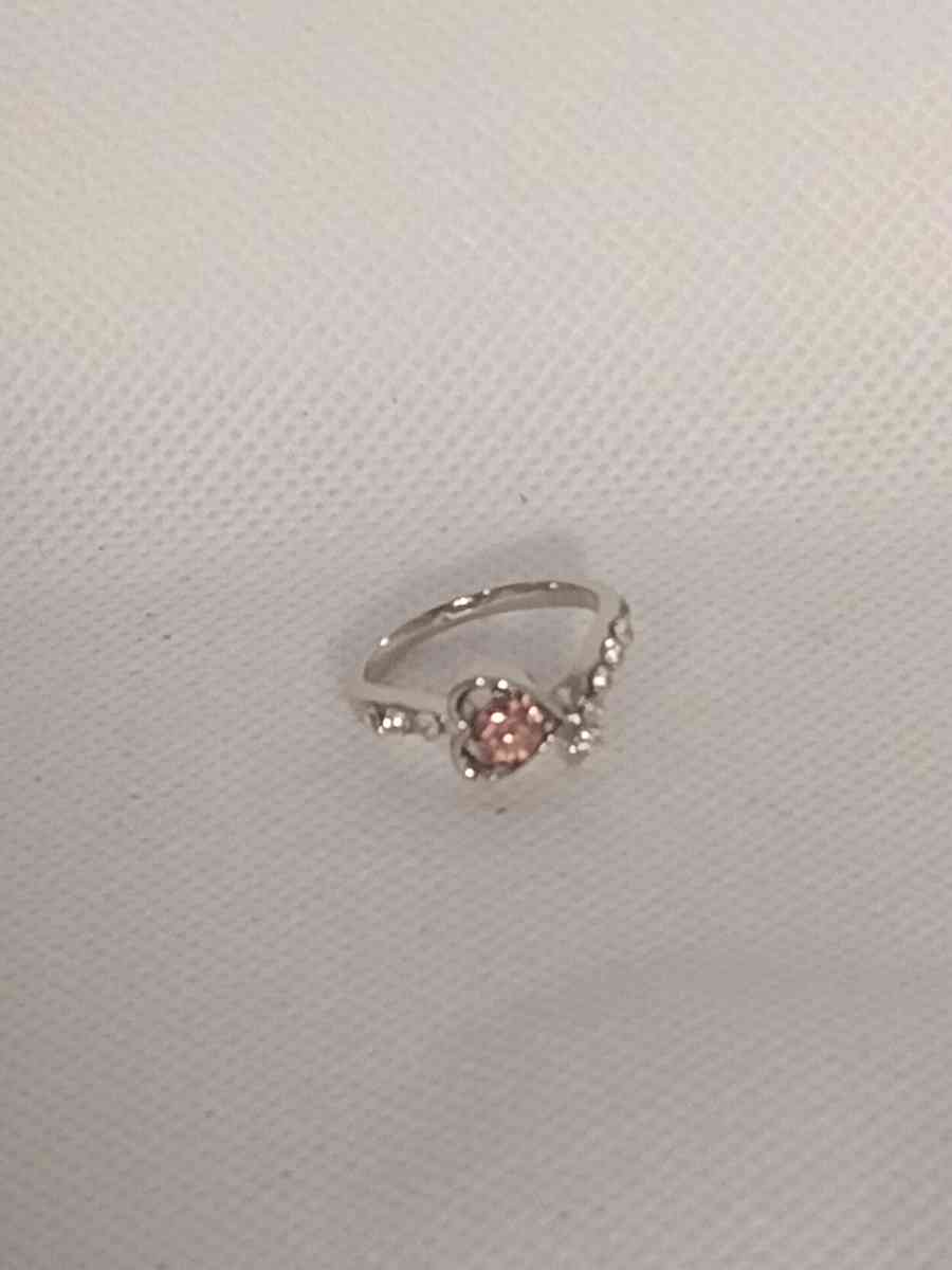 Pink Heart Silvery Ring