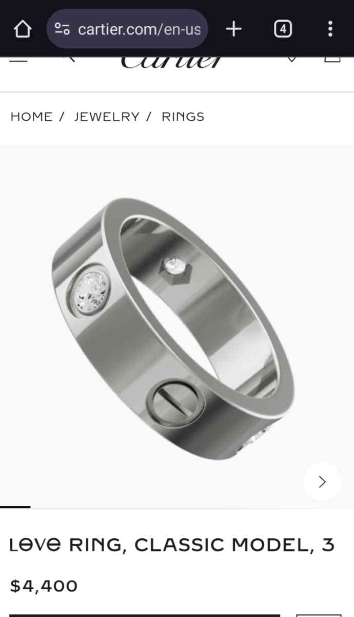 18k Cartier 3 Diamond Love Ring