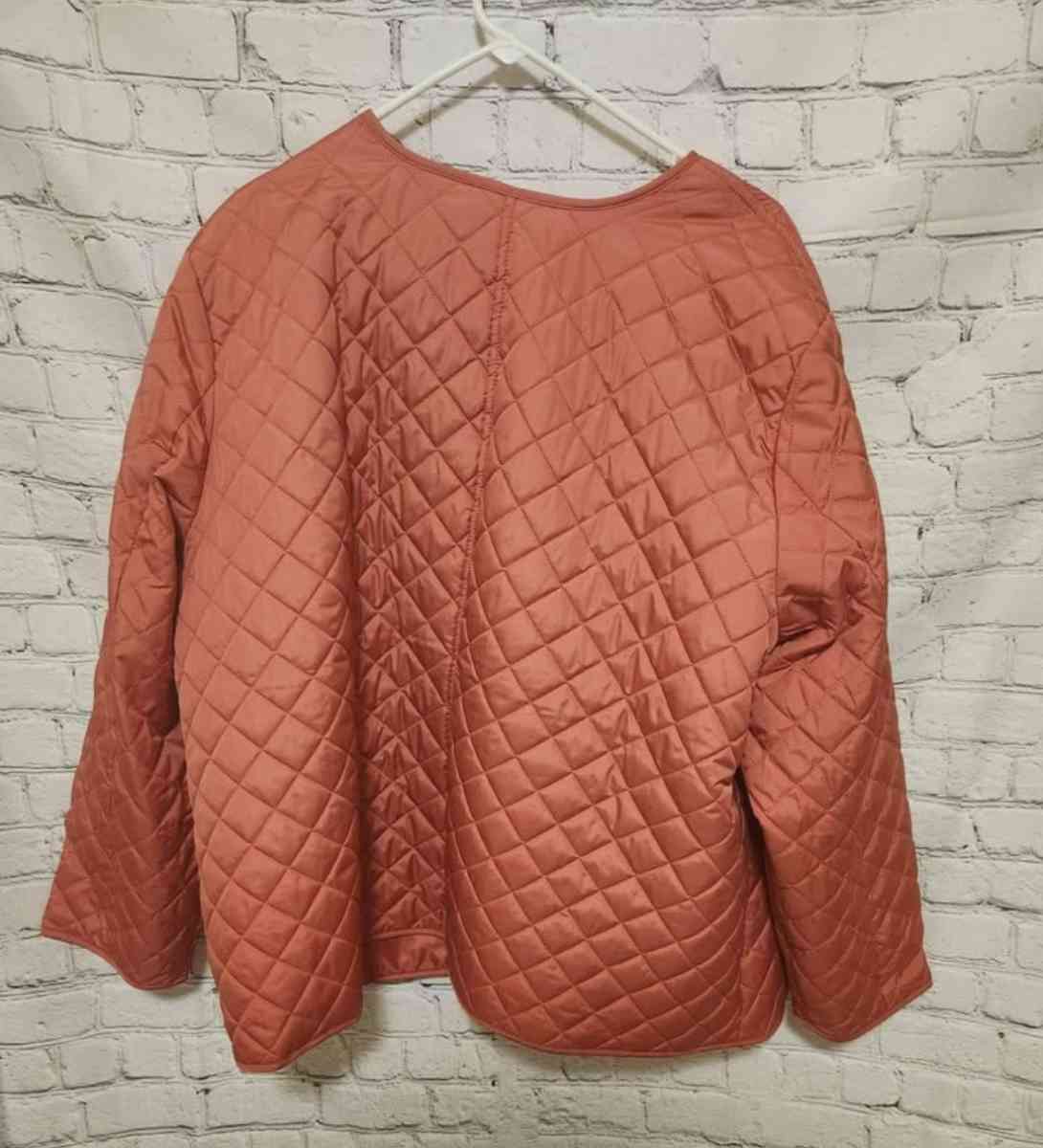 3X Womens Croft and Barrow Salmon Pink Puffer Jacket