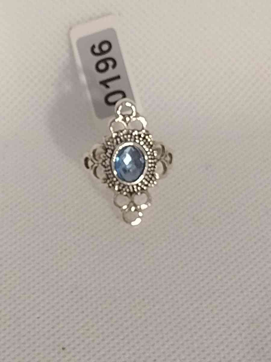 Blue Bohemian Style Silver Ring