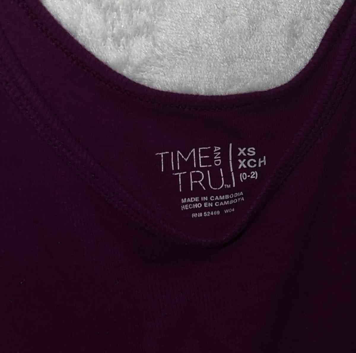 XS Girls Time And Tru Purple Tank Top