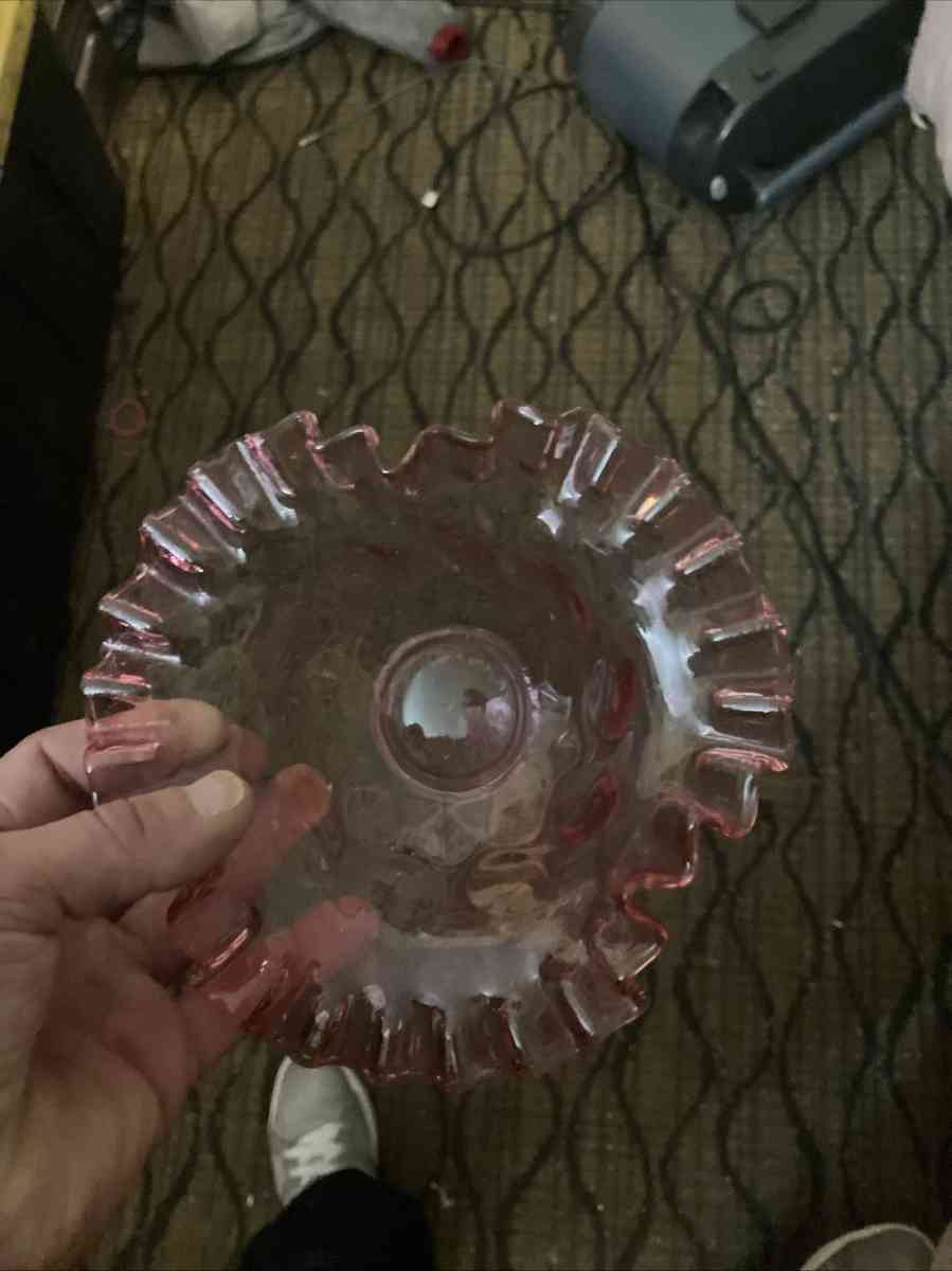 cranberry ruffle edge Fenton glass bowl