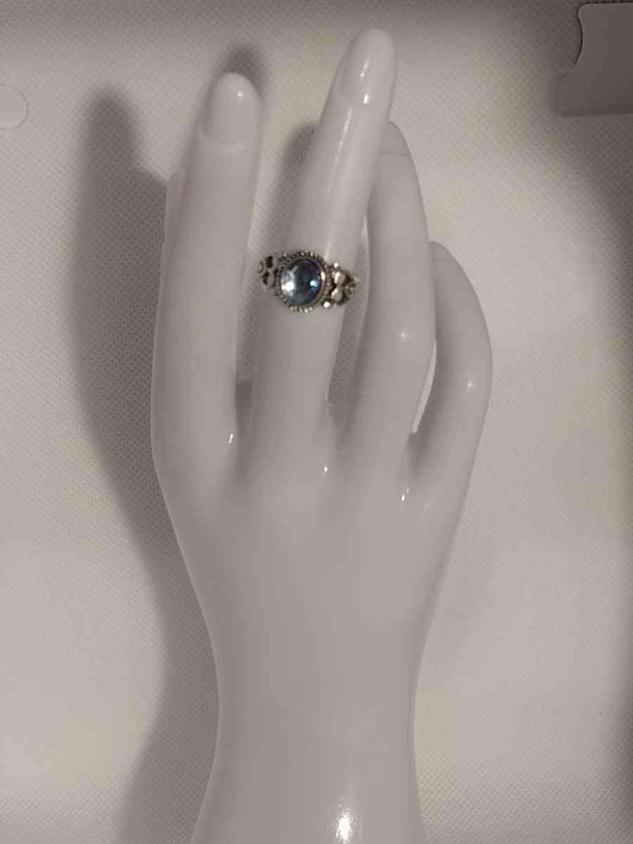 Blue Mirror Style Silver Ring