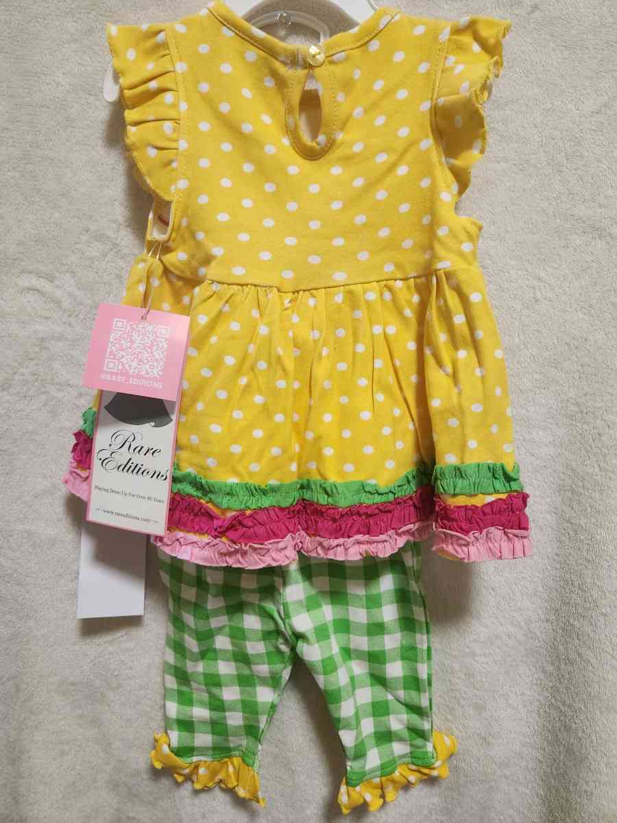 3 to 6 Months Baby Girls Rare Editions Yellow Green Outfit