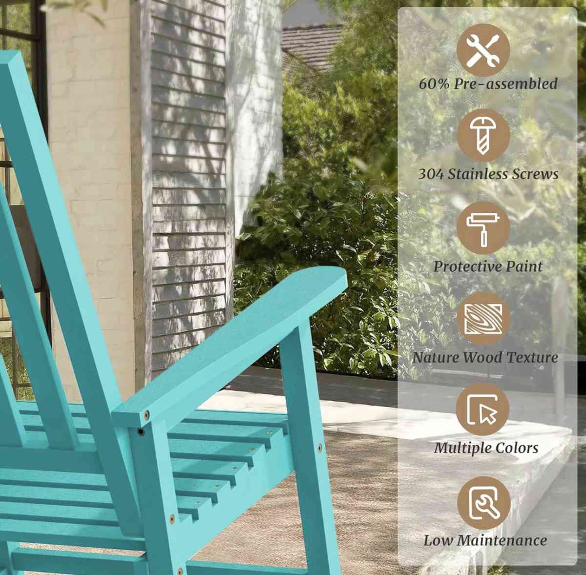 Set of 2 Turquoise Rocking Chairs