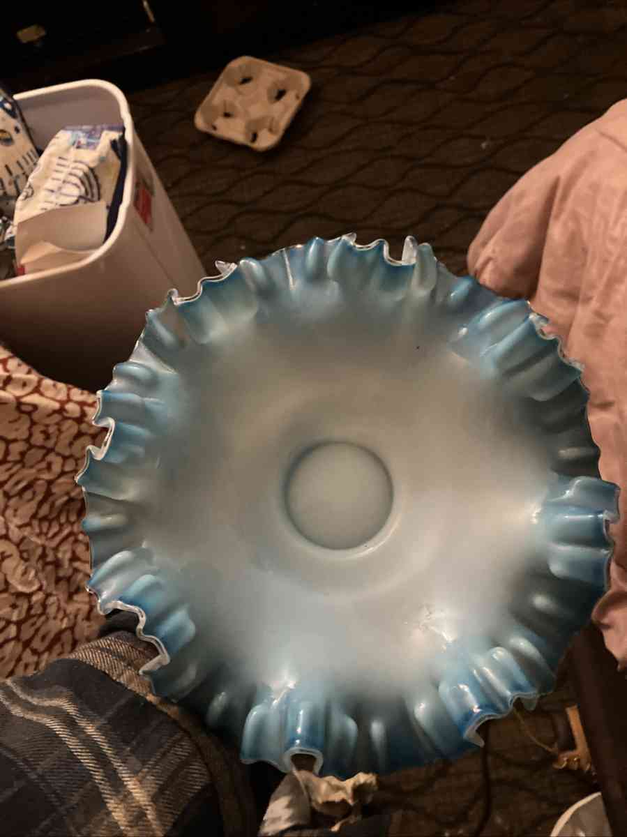 Fenton blue crest ruffled edge bowl