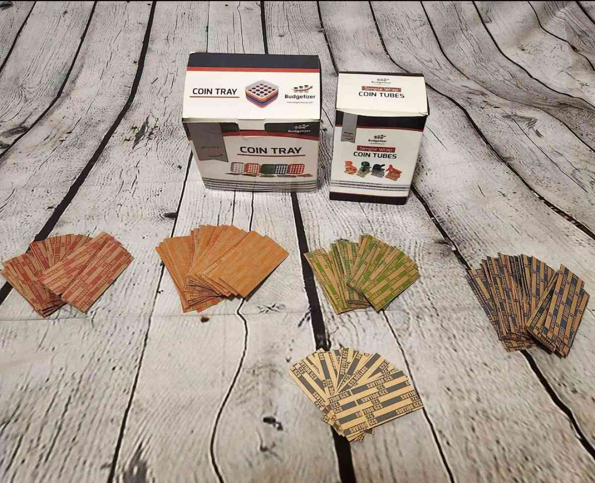 Coin Tray and Tubes with Color Coded Coin Wrappers