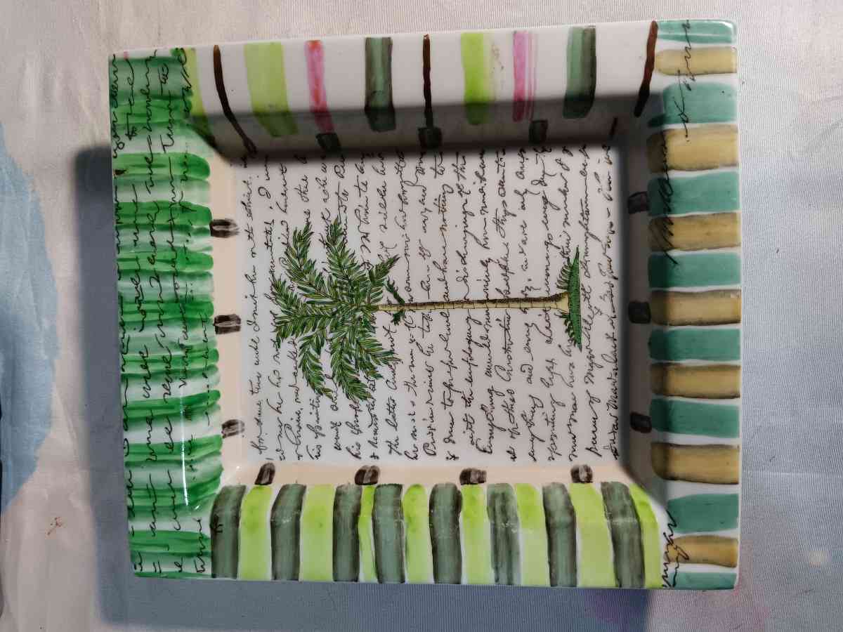 John Derian  Tropical Palm tree Dish