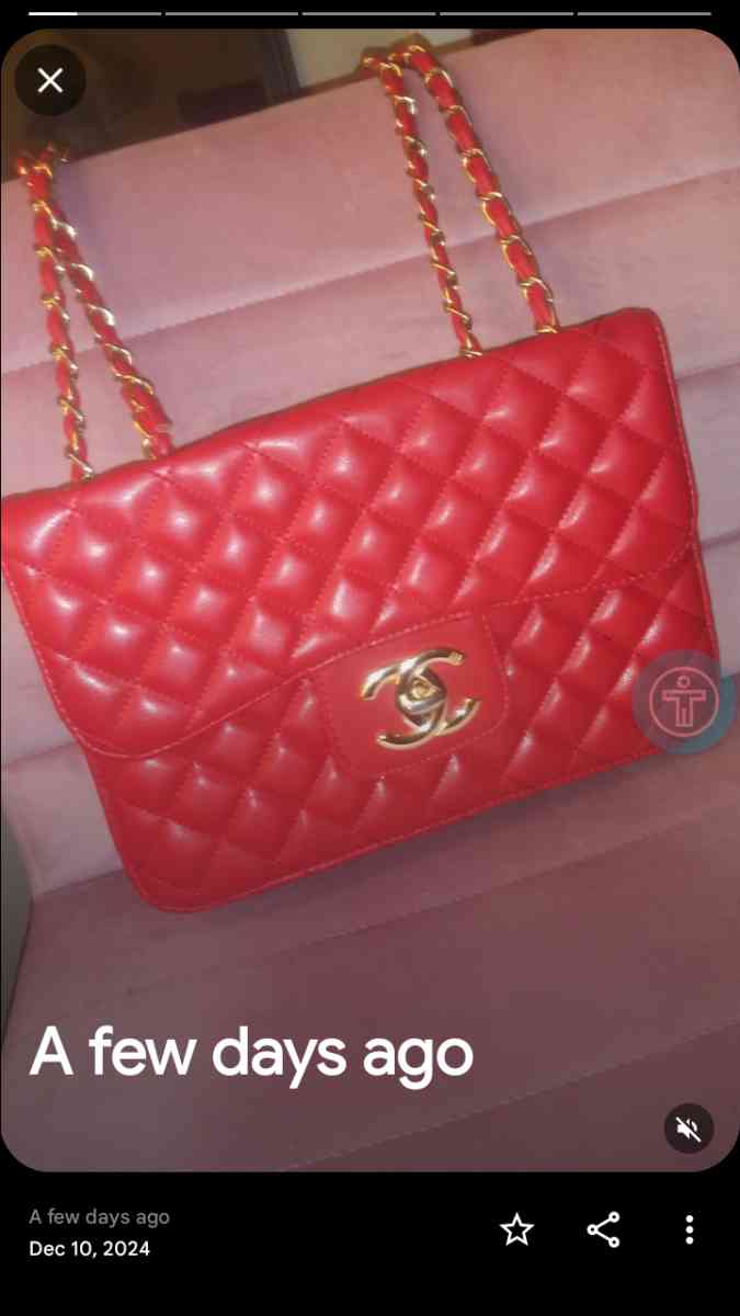 CHANEL Classic Jumbo Red Lambskin Leather Double Flap Should