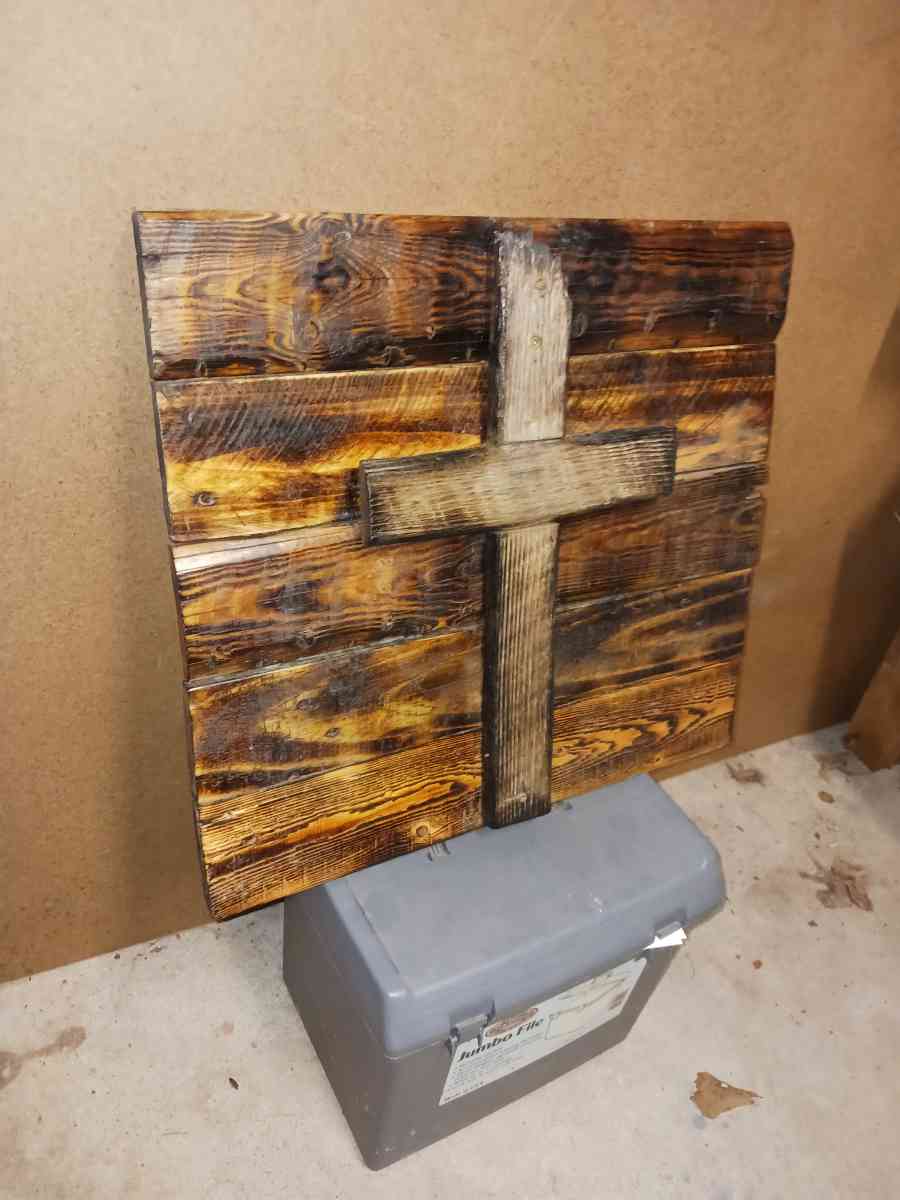 Handmade rustic Wooden plaque with cross I built