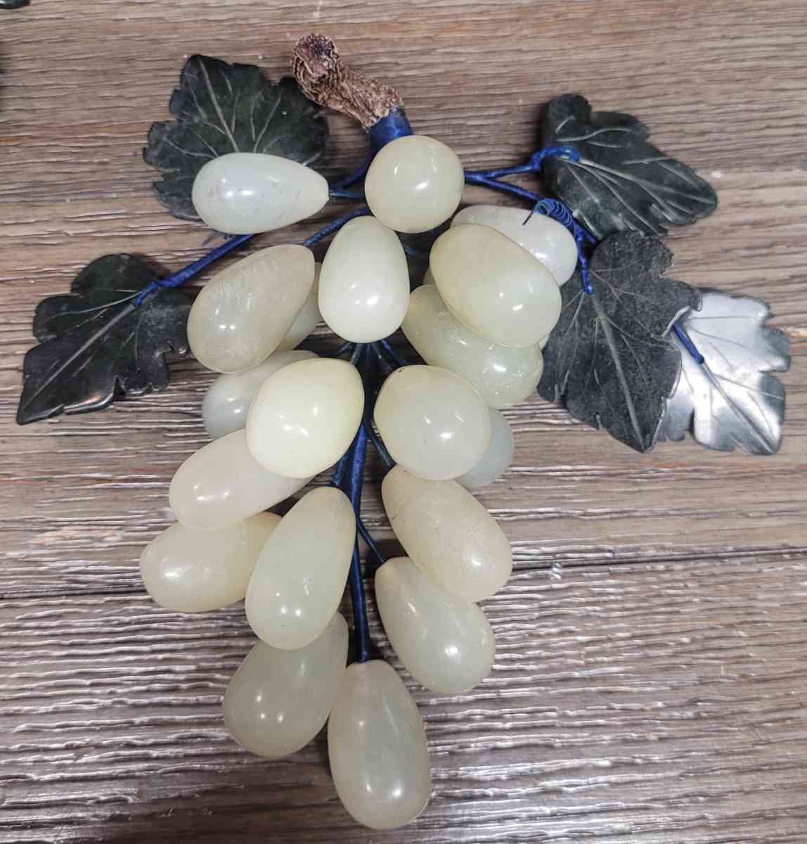 Beautiful antique Genuine jade stone grapes set of 3