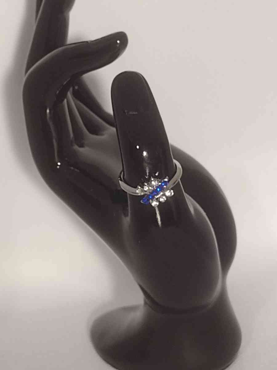 Blue Dragonfly Silvery Ring