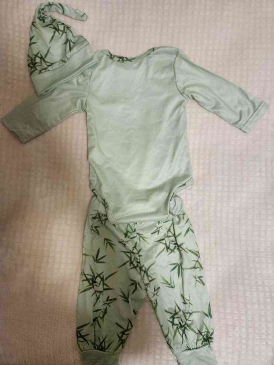 0 to 3 Months Baby Boys Panda Green Pajamas Set