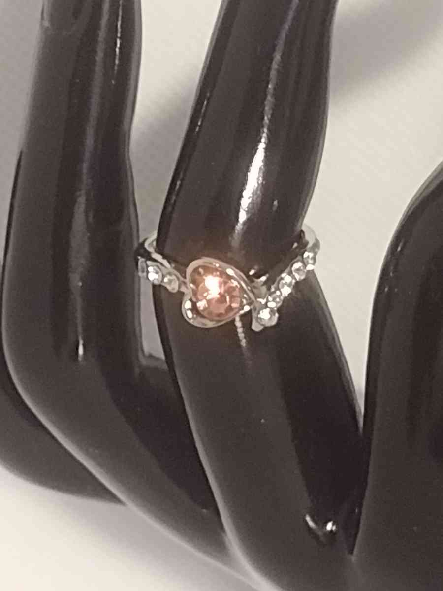 Pink Heart Silvery Ring